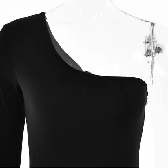 One shoulder mesh rhinestone jumpsuit - Picture 12 of 13